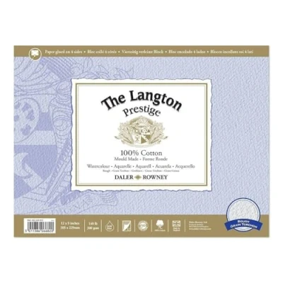 Image de Daler Rowney Langton Prestige Bloc aquarelle grain torchon 30,5 x 22,9 cm