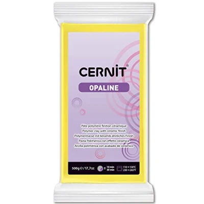 Image de CERNIT CE0880500717C Un Pain de Pâte Polymère Opaline à Modeler Cuire Couleur jaune primaire Bloc 500 g