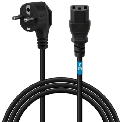 Image de Waytex 51103 Cordon d&#039;alimentation 2 Pôles + Terre CEE7/7/IEC C13 3 m Noir