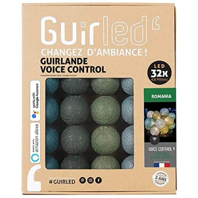 Image de GuirLED Guirlande lumineuse boules coton LED USB Commande Vocale Amazon Alexa &amp; Google Assistant Programmable à l&#039;infini Adaptateur secteur 2xUSB inclus 32 3.2m Romania