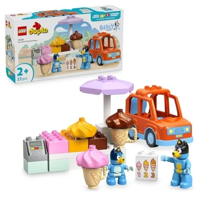 Image de LEGO Duplo Visite chez Le Marchand de Glace avec Bluey Jouet Educatif Voiture, Stand Glaces &amp; 2 Figurines Dont Papa Bandit Motricité Fine Cadeau pour Fille ou Garçon dès Ans 10458