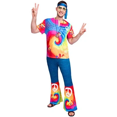 Image de Amscan Déguisement Femme Hippie Chick Hippy, 9907003, Rose, Multicouleur, 16 18