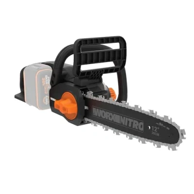 Image de WORX Nitro Tronçonneuse Brushless sans fil 20V WG350E.9 (Livrée batterie ni chargeur, coupe 30 cm, vitesse 10m/s, autolubrification et tension auto, capot de protection chaine)