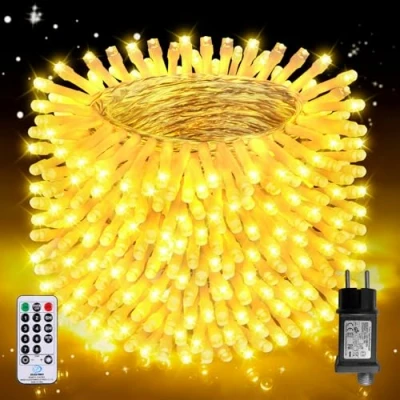Image de Auriostar 60m 600LEDs Guirlande Lumineuse Exterieure, étanche IP44 Sapin de Noel, 8 Modes Intérieur Extérieur avec Télécommande pour Chambre, Terrasse, Jardin