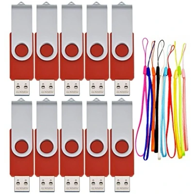 Image de 10 Pièce Clés USB 1 Go Rotatif Clef 1Go Lot de PenDrives Lecteur Flash Pas Cher Rouge Cle 2.0 Drive avec Cordes by FEBNISCTE