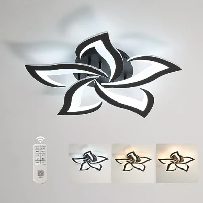 Image de Comely Plafonnier LED Dimmable, Luminaire 40W 4700LM, Télécommande/APP, 3000k 6500k Dia60cm, Lampe de Plafond per Salon Chambre, Noir
