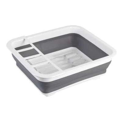 Image de WENKO Égouttoir à vaisselle pliable blanc/gris Geschirr Abtropfständer, Abtropfgestell für und Besteck Blanc