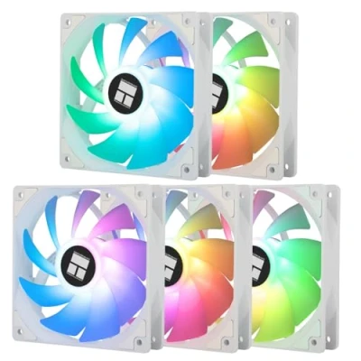 Image de Thermalright TL C12CW S X5 Ventilateur de processeur Blanc 1550 tr/min Vitesse rotation 120 mm contrôle PWM pour boîtier et refroidissement liquide processeur(5 pièces)