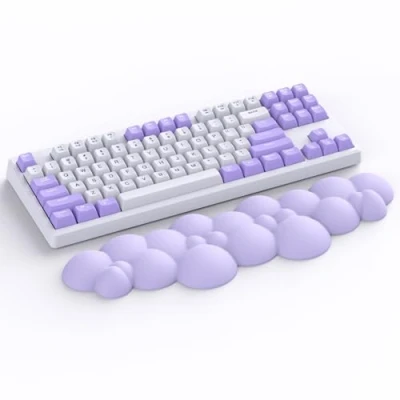 Image de ATTACK SHARK Cloud Repose poignet, Ergonomique, Support de Poignet Anti dérapant, Main Bureau, paume pour Clavier Jeu Mécanique TKL 87 Touches Taille Normale Violet