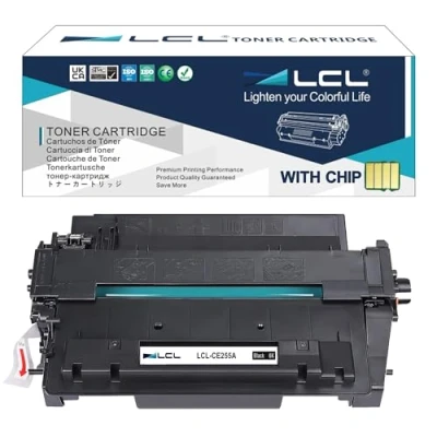 Image de LCL Cartouche de Toner Compatible 55A CE255A (1 Noir) Remplacement pour HP Laserjet Enterprise P3010 P3011 P3015 P3016 P3015d P3015dn P3015n P3015x 500 MFP M525dn M525f Pro M521dn