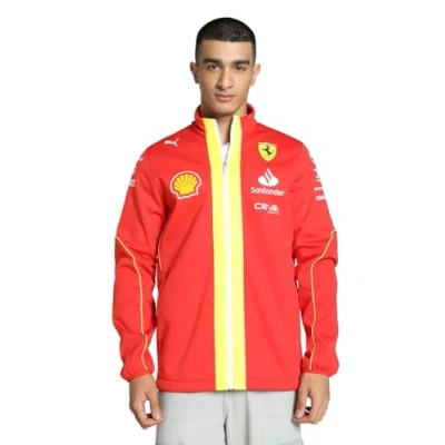 Image de PUMA Veste Softshell d&#039;équipe Scuderia Ferrari 2024 pour hommes Rouge Brûlé Taille: L