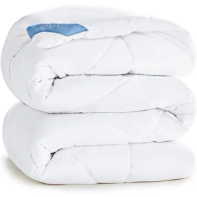 Image de CozyLux Couette Tempérée 200x200 cm pour Lit 2 Personnes, Édredon 300GSM 4 Saisons, Couverture en Microfibre Hiver et Automne, Chaud, Lavable Machine, 200 x 200, Blanc