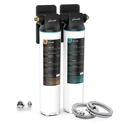 Image de Frizzlife DW15 filtre à eau sous évier, certifié NSF/ANSI 53&amp;42, réduit 99,99% le plomb, chlore, fluor, mauvais goût et les odeurs, connexion directe, 0,5 micron