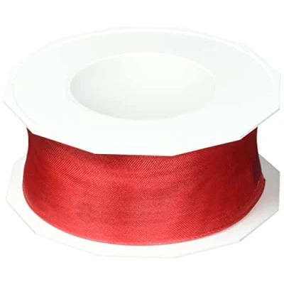 Image de PRÄSENT C.E. Pattberg Ruban en Organza avec Fil de Fer Rouge 40 mm x 25 m
