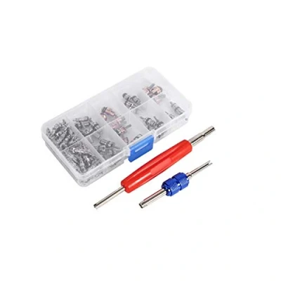 Image de Qiilu 102pcsNoyaux de Valve Climatiseur Kit Assortiment A/C R134a / R12 Réfrigération Tire Stem Cores Tool