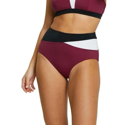 Image de SANS COMPLEXE Femme Beyond The Beach Maillot De Bain, Culotte Taille Haute, Colorblock Prune, 46 48 EU