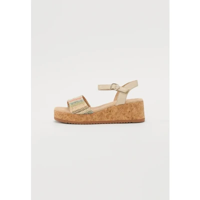 Image de TOM Tailor Sandales compensées, Femme, Taille: 39, Cream/multi coloured Tissu / matière synthétique