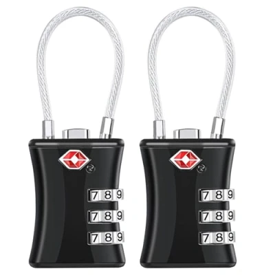 Image de Oderra Cadenas Valise 2 Pack, TSA Luggage Locks, 3 Digit Security Padlock, Combination Conforme À la pour Les Bagages de Voyage en Plein Air, Le Sac Dos Camping