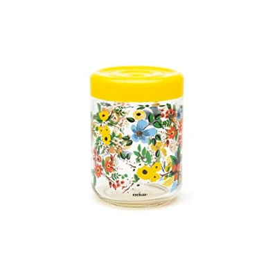 Image de Excelsa Fleurs Frida Bocal avec couvercle, 800 Ml., Verre