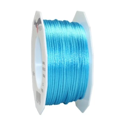 Image de PRÄSENT C.E. Pattberg RHEIN Fil Queue de Rat Aigue Marine, Bobine 50 m Cordon Satin pour Bracelet, cordelette Collier, Largeur 3 mm, Emballage Cadeau, Accessoire décoration