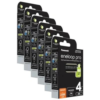 Image de Eneloop Pro Lot de 2 x 4 Piles Rechargeables Mignon 2500mAh AA Ni MH 1,2V