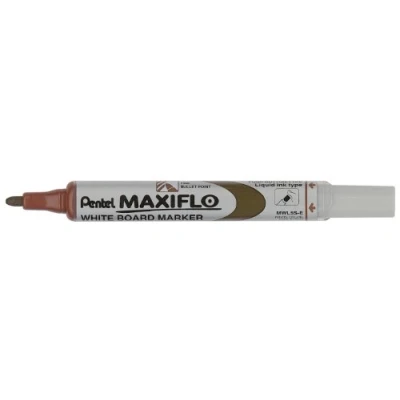 Image de Pentel Maxiflo MWL5S Lot de 12 Marqueurs effaçables à sec pour tableaux blancs Pointe conique moyenne Encre liquide Marron