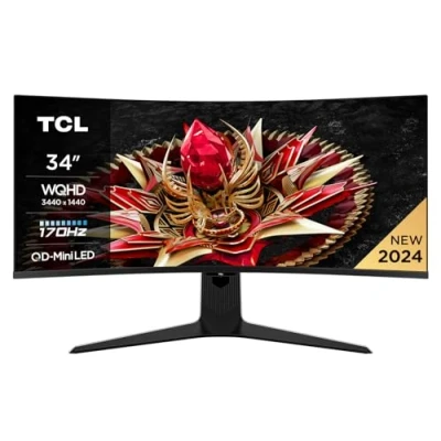 Image de Ecran PC Gaming Tcl 34R83Q 34 Incurvé WQHD Noir et Blanc Neuf