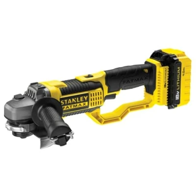 Image de Stanley FATMAX Meuleuse d&#039;Angle Sans Fil 18V Lithium Ion 125Mm 9000 trs/mn Blocage de l&#039;Arbre Avec 1 Malette 2 Batteries 4Ah Chargeur Gamme Robuste et Ergonomique FMC761M2 QW