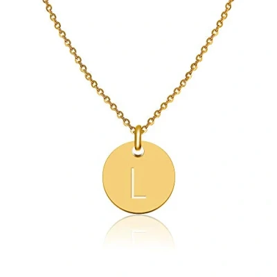 Image de Good.Designs ® Collier de Dames en oro avec Medaillon personnalisé (Initiale Gravée) Bijoux initiaux pour Femmes (L)