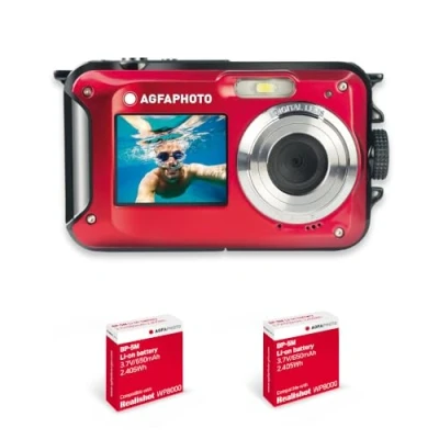 Image de AgfaPhoto Realishot WP8000 Appareil Photo Numérique Compact étanche 2 Batteries + Dragonne Flottante Incluse Rouge