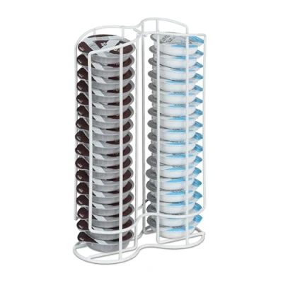 Image de Relaxdays Porte Capsules Compatible avec Tassimo pour 32 Dimensions (H x l P) : 29 18 8,5 cm Blanc
