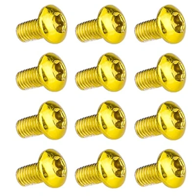 Image de T TAKONE Lot de 12 vis frein à disque vélo M5 x 10 mm anodisées T25 pour VTT, route, VTT (doré)