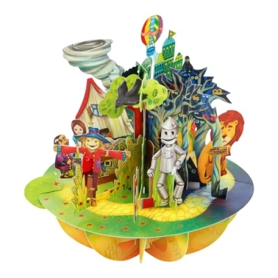 Image de SANTORO Pirouette, Carte de vœux pop up 3D Magicien d&#039;OZ Cadeaux d&#039;anniversaire pour elle, lui, fille, filsjaunebeigemarron