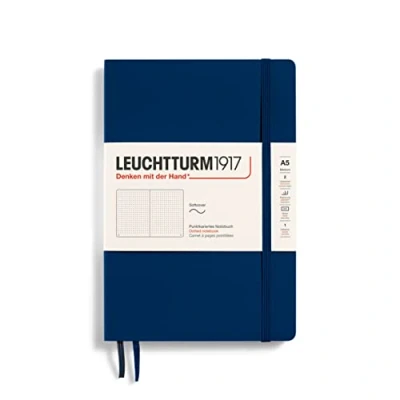 Image de LEUCHTTURM1917 362850 Carnet de notes Medium (A5), couverture souple, 123 pages numérotées, Navy, pointillé