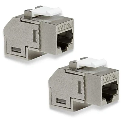 Image de odedo 2 connecteurs réseau Keystone CAT 6A RJ45 coudés RJ 45 femelles