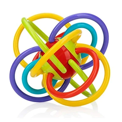 Image de Nuby Lots A Loops Anneau de dentition Jouet apaisant Hochet intégré Passe au réfrigérateur À partir 3 mois
