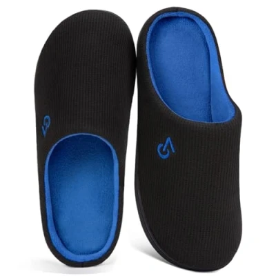 Image de VeraCosy Pantoufles en mousse à mémoire de forme bicolore pour homme Bleu Pointure 40 46, Noir Saphir Bleu, 47/48 EU