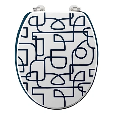 Image de douceur d&#039;intérieur ABATTANT WC CHARNIERES Metal, Bois d&#039;ingénierie, Labyrinthe, 37,5 x 46 CM