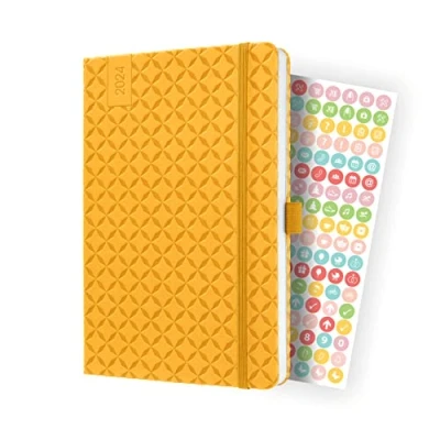 Image de SIGEL J4117 Jolie Agenda semainier 2024, couverture rigide, 13,5 x 20,3 cm, 174 pages, jaune