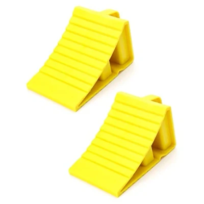 Image de QWORK® 2 Pièces Cale De Roue Plastique, Cales Remorque, Adaptées Aux Remorques Caravane, Jaune