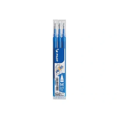 Image de Pilot 1 Set de 3 Recharges Pour Stylo Frixion Ball &amp; Clicker Couleur Bleu Ciel Pointe Moyenne Epaisseur 0,7 mm Encre Effaçable par Echauffement