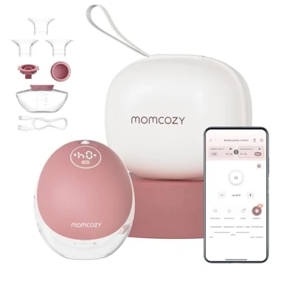Image de Momcozy Tire lait Mains Libres Mobile Flow M9 Amélioré, Électrique et Contrôle via Application, Modes Personnalisés &amp; 15 Niveaux, Portable avec Stockage Direct du Lait, 24 mm (Rouge, 1 unité)