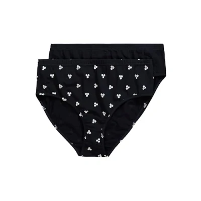 Image de Ulla Popken Slips, 2er Pack, Uni/Ringel, Biobaumwolle, Marine, 58 60 Femmes