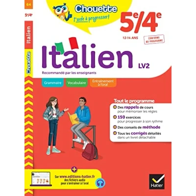 Image de Chouette Italien 5e/4e LV2 (A1+, A2): cahier de révision et d&#039;entraînement recommandé par les enseignants