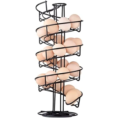 Image de Toplife Distributeur Oeuf, Oeuf Spirale Rangement Contient Environ 30 36 Oeufs, Support à Oeufs Peut Ranger et Marquer dans l&#039;ordre Noir