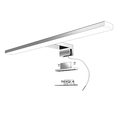 Image de Aogled Led Lampe Miroir Salle De Bain 40 Cm 10W 820lm 230V Blanc Neutre 4000K,Classe Ii En Acier Inoxydable Ip44 Slim Lampe,Pince Sur Le/Miroir Cabinet/Mur D&#039;éclairage 400mm