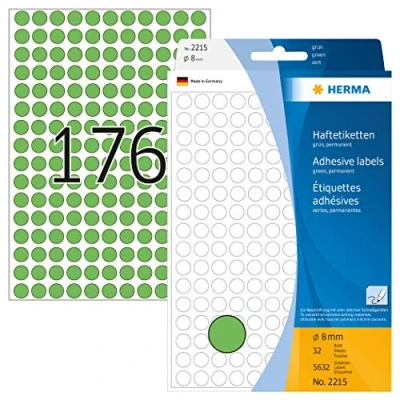 Image de Herma 2215 Étiquettes universelles diamètre 8 mm 5632 pièces Vert