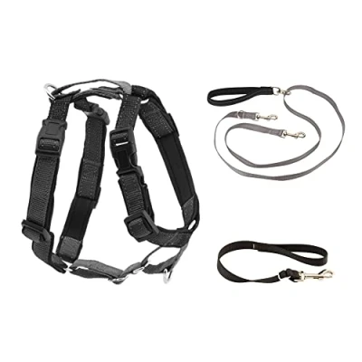 Image de PetSafe Harnais 3 en 1 avec Laisse de contrôle à Deux Points, Anti Traction, Taille L, Noir