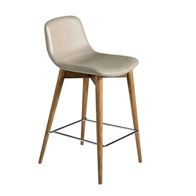 Image de Angel Cerda Tabouret Siège rembourré en Similicuir et Structure Bois de frêne Peint Couleur Noyer avec Garnitures chromées
