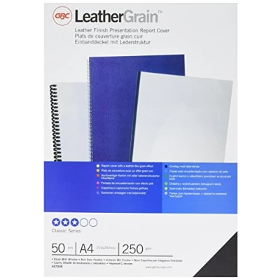 Image de GBC 46705E Pack de 50 Plats Couverture avec Fenêtre Noir